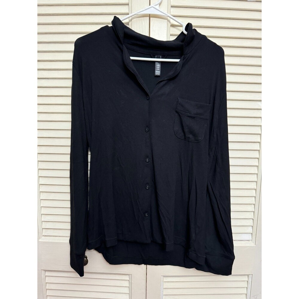 Skims Soft Lounge Ribbed Sleep Pajama Size S Long Sleeve Top